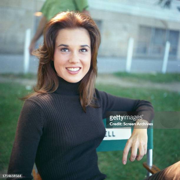 Lee Purcell posing on movie set circa 1971.