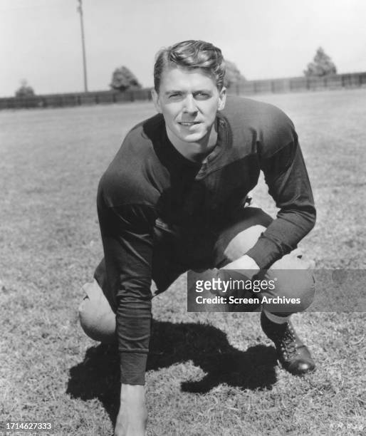 Ronald Reagan as American football player George Gipp 'The Gipper' in a publicity portrait from 'Knute Rockne All American' 1940 .