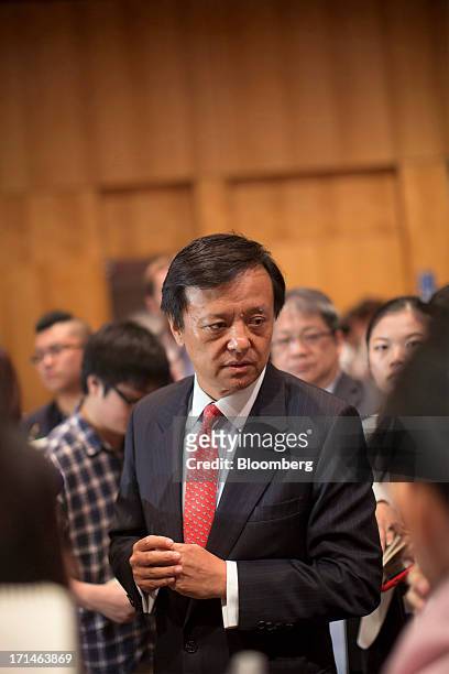 Charles Li, chief executive officer of Hong Kong Exchanges and Clearing Ltd. , speaks to members of the media during the London Metal Exchange Week...