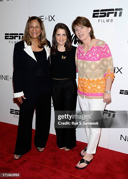 Vivian Stringer, Bess Kargman, and Carol Stiff attend "Venus Vs." and "Coach" New York Special Screenings at Paley Center For Media on June 24, 2013...