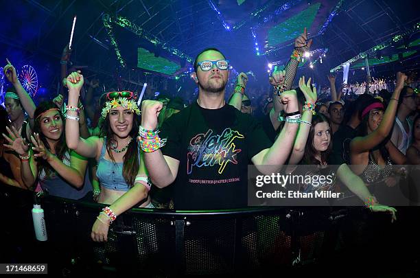 Chris Felt of Michigan reacts during a performance by DJs AN21 and Max Vangeli at the 17th annual Electric Daisy Carnival at Las Vegas Motor Speedway...