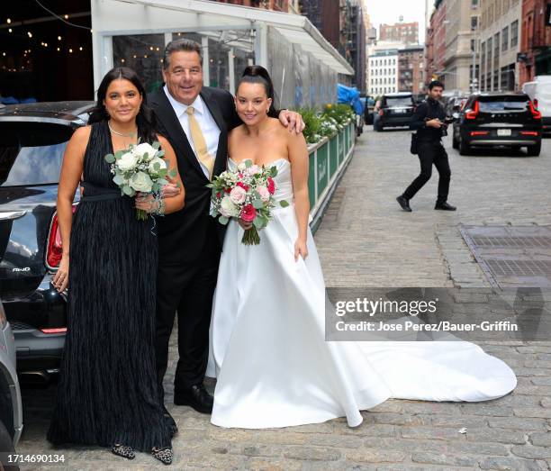 Bria Schirripa, Steve Schirripa and Ciara Schirripa are seen at the wedding of Ciara Schirripa and Zachary Binder on October 08, 2023 in New York...