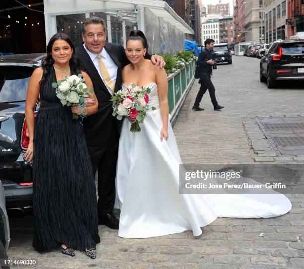Bria Schirripa, Steve Schirripa and Ciara Schirripa are seen at the wedding of Ciara Schirripa and Zachary Binder on October 08, 2023 in New York...