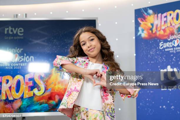 The singer Sandra Valero during the presentation of the song that will represent Spain in the XXI edition of Junior Eurovision, at the RTVE...