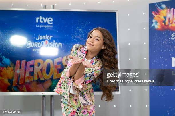 The singer Sandra Valero during the presentation of the song that will represent Spain in the XXI edition of Junior Eurovision, at the RTVE...