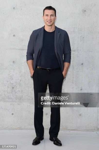 Wladimir Klitschko attends the Giorgio Armani show during Milan Menswear Fashion Week Spring Summer 2014 on June 25, 2013 in Milan, Italy.