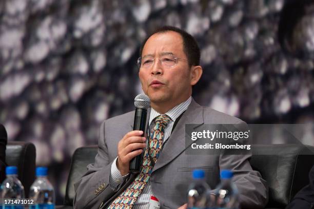 Wei Jianghong, chairman of Tongling Nonferrous Metals Group Co., speaks during the London Metal Exchange Week Asia 2013 Seminar in Hong Kong, China,...