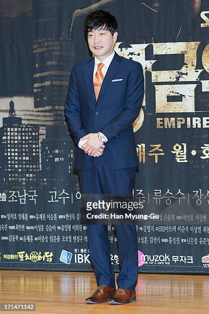 South Korean actor Son Hyun-Joo attends during the SBS Drama 'Empire of Gold' press conference on June 25, 2013 in Seoul, South Korea. The drama will...