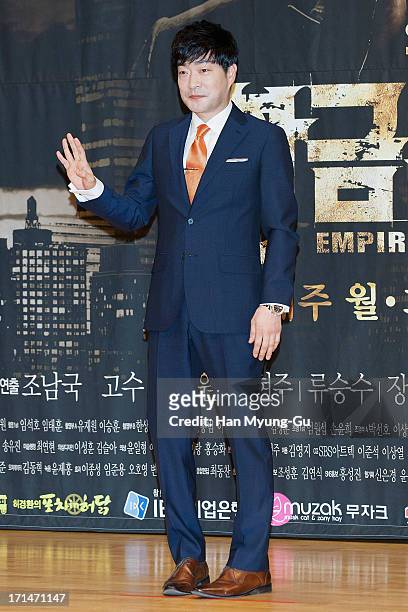 South Korean actor Son Hyun-Joo attends during the SBS Drama 'Empire of Gold' press conference on June 25, 2013 in Seoul, South Korea. The drama will...