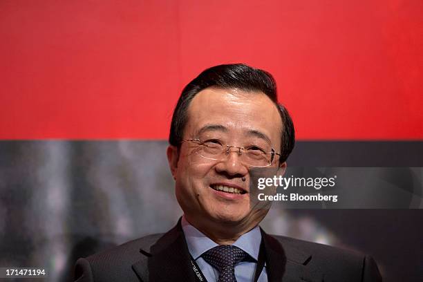 Liu Zhichao, chairman of the China Futures Association, attends the London Metal Exchange Week Asia 2013 Seminar in Hong Kong, China, on Tuesday,...