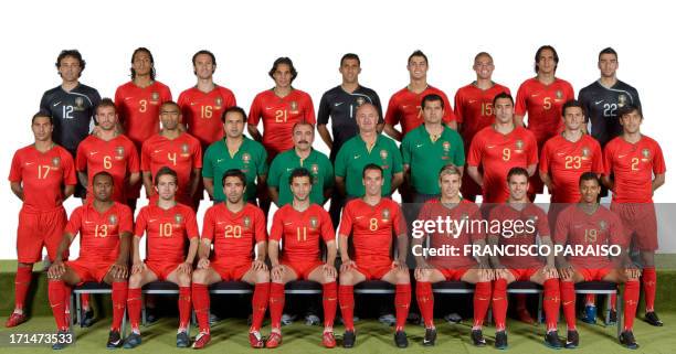 Pictured released by Portugal's Football Federation on May 29 shows players of the Portuguese national football team for the 2008 European football...