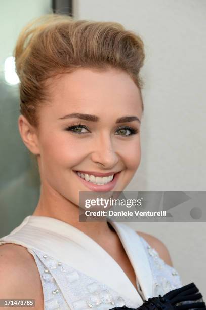 Hayden Panettiere attends the Giorgio Armani show during Milan Menswear Fashion Week Spring Summer 2014 on June 25, 2013 in Milan, Italy.