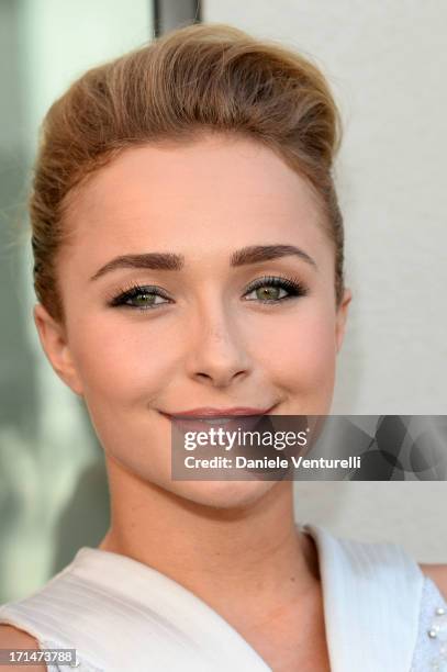 Hayden Panettiere attends the Giorgio Armani show during Milan Menswear Fashion Week Spring Summer 2014 on June 25, 2013 in Milan, Italy.