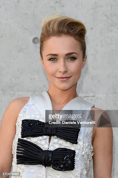 Hayden Panettiere attends the Giorgio Armani show during Milan Menswear Fashion Week Spring Summer 2014 on June 25, 2013 in Milan, Italy.