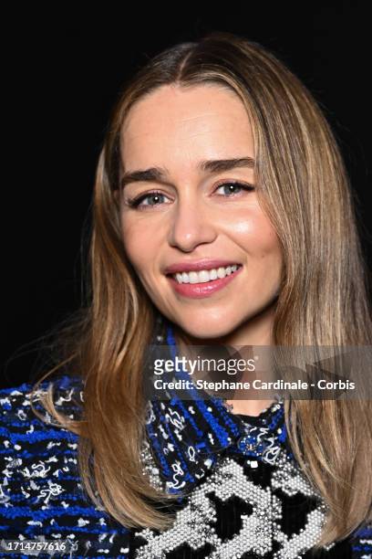 Emilia Clarke attends the Chanel Womenswear Spring/Summer 2024 show as part of Paris Fashion Week on October 03, 2023 in Paris, France.