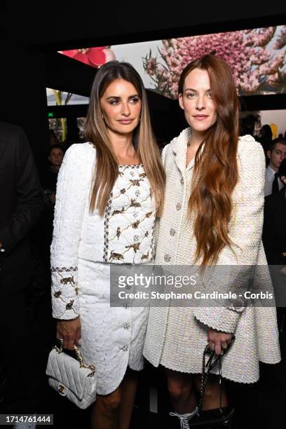 Penelope Cruz and Riley Keough attends the Chanel Womenswear Spring/Summer 2024 show as part of Paris Fashion Week on October 03, 2023 in Paris,...