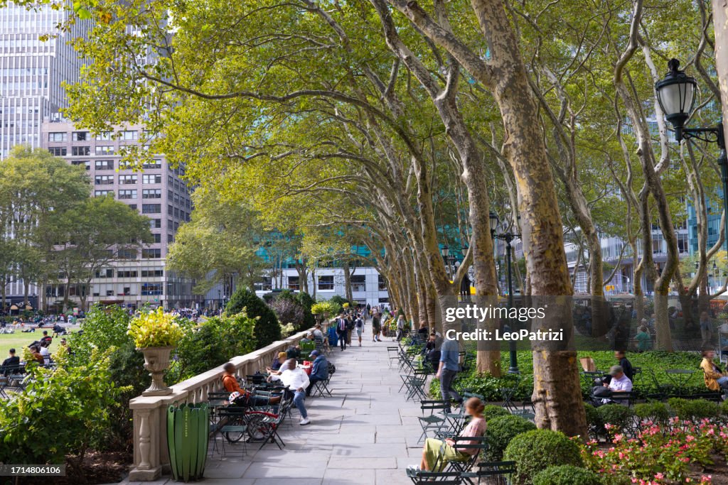 Lunch break in Bryant Park, New York