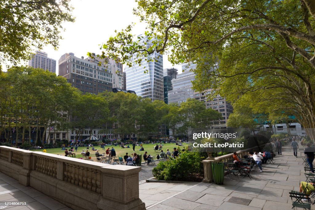 Lunch break in Bryant Park, New York