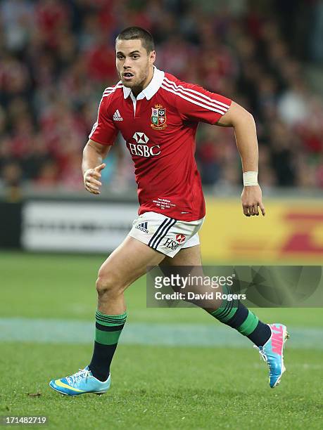 Sean Maitland of the Lions looks on during the International Tour Match between the Melbourne Rebels and the British & Irish Lions at AAMI Park on...