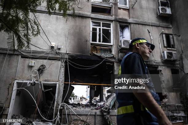 View of damaged building after Hamas' rocket attacks in Ashkelon, Israel on October 09, 2023.