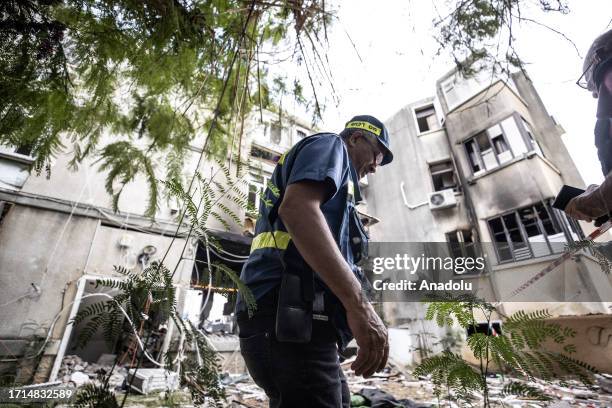 View of damaged building after Hamas' rocket attacks in Ashkelon, Israel on October 09, 2023.