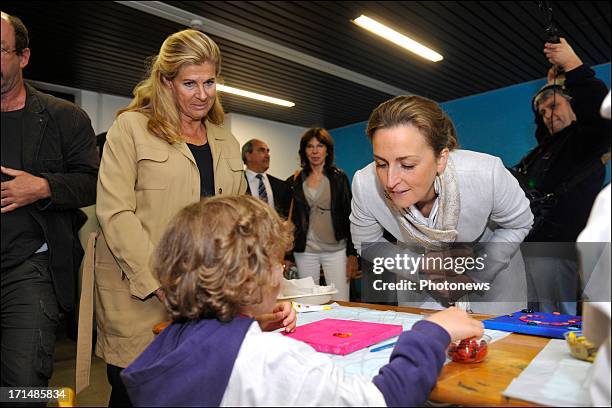 Princess Claire and Princess Lea visit children at Camp Tournesol on June 25, 2013 in Spa, Belgium. Camp Tournesol was created to help kids suffering...