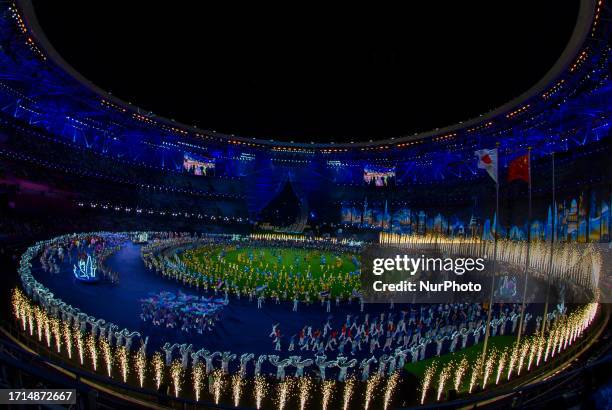 General view of closing ceremony of the 19th Asian Games Hangzhou 2022 at Olympic Sports Centre Stadium in Hangzhou in China's eastern Zhejiang...