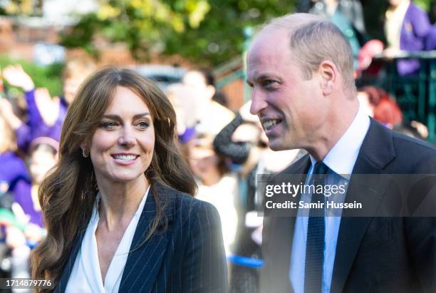 Prince William, Prince of Wales and Catherine, Princess of Wales visit the Grange Pavilion as they celebrate the beginning of Black History Month on...