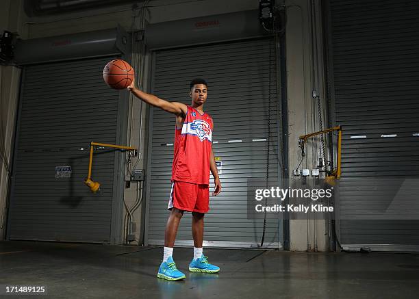 DeAngelo Russell poses during a portrait session at the NBPA Top 100 Camp on June 15, 2013 at John Paul Jones Arena in Charlottesville, Virginia.
