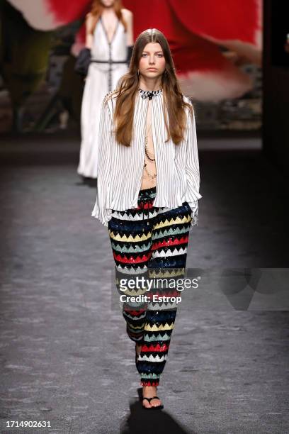 Model walks the runway during the Chanel Womenswear Spring/Summer 2024 show as part of Paris Fashion Week on October 3, 2023 in Paris, France.