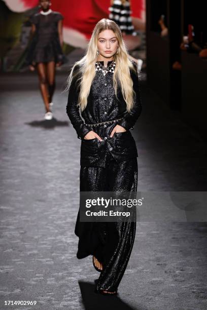 Model walks the runway during the Chanel Womenswear Spring/Summer 2024 show as part of Paris Fashion Week on October 3, 2023 in Paris, France.