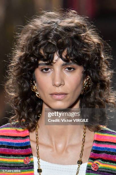 Mica Arganaraz walks the runway during the Chanel Ready to Wear Spring/Summer 2024 fashion show as part of the Paris Fashion Week on October 3, 2023...