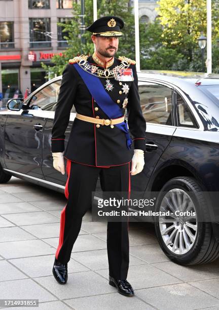 Crown Prince Haakon attends the Opening Of The Parliament on October 3, 2023 in Oslo, Norway.
