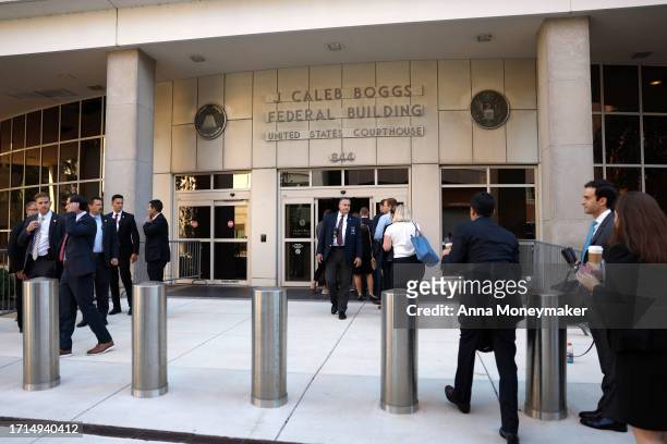October 3: People arrive to the J. Caleb Boggs Federal Building on October 3, 2023 in Wilmington, Delaware. Hunter Biden, son of U.S. President Joe...
