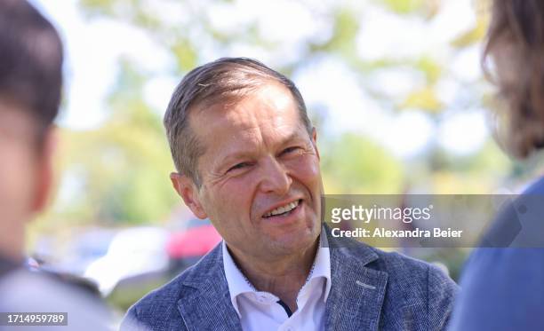 Ferenc Krausz gives an interview after co-winning the Nobel Prize in Physics on October 03, 2023 in Garching, Germany. Krausz, who works at the Max...