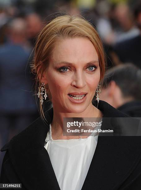 Uma Thurman attends the press night for 'Charlie and the Chocolate Factory' at Theatre Royal on June 25, 2013 in London, England.