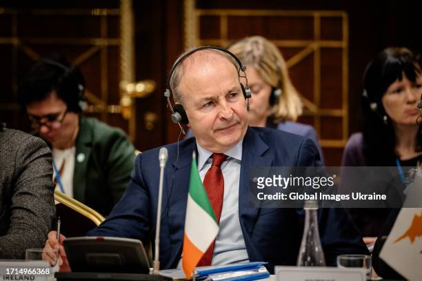 Minister for Foreign Affairs of Ireland Micheál Martin listens during Informal EU Foreign Ministers Council on October 2, 2023 in Kyiv, Ukraine. High...
