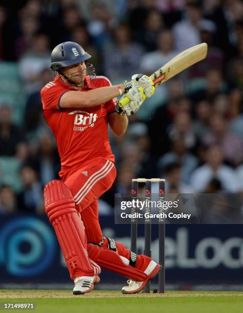 Luke Wright of England bats during the 1st NatWest International T20 match between England and New Zealand at The Kia Oval on June 25, 2013 in...