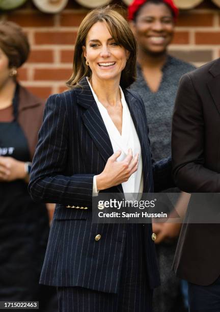 Catherine, Princess of Wales during a visit to the Grange Pavilion as they celebrate the beginning of Black History Month on October 03, 2023 in...