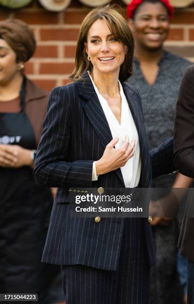 Catherine, Princess of Wales during a visit to the Grange Pavilion as they celebrate the beginning of Black History Month on October 03, 2023 in...