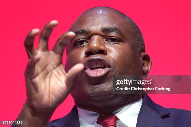 David Lammy MP, Shadow Secretary of State for Foreign, Commonwealth and Development Affairs delivers a speech to party delegates on day two of the...