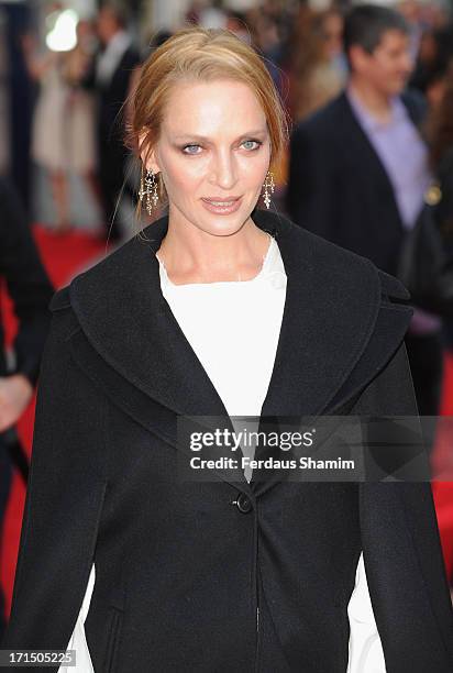 Uma Thurman attends the press night for 'Charlie and the Chocolate Factory' at Theatre Royal on June 25, 2013 in London, England.