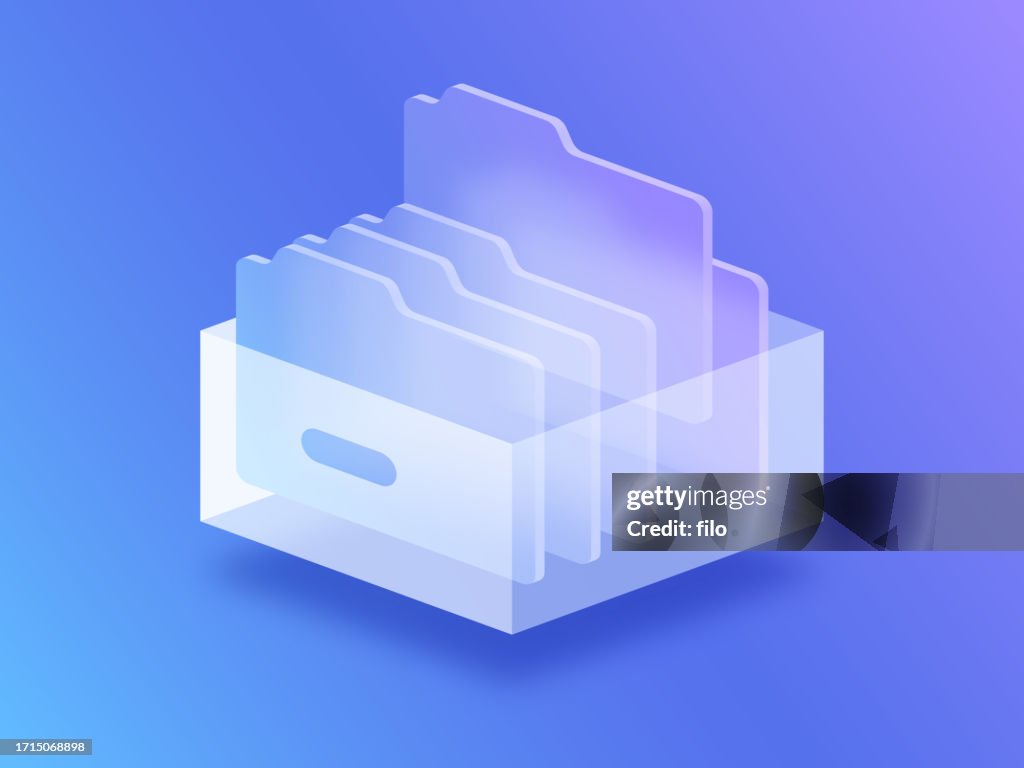Database Document File Server Transparent Glassmorphism File Folder 3D Design