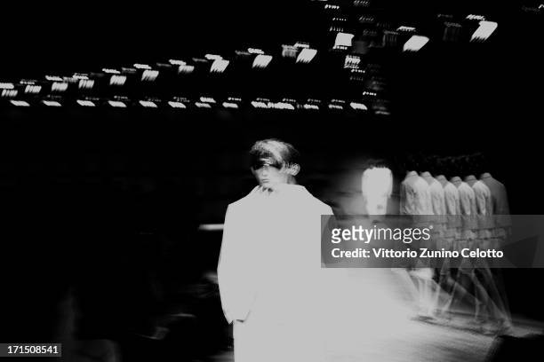 Models walk the runway at the Z Zegna show during Milan Menswear Fashion Week Spring Summer 2014 on June 25, 2013 in Milan, Italy.
