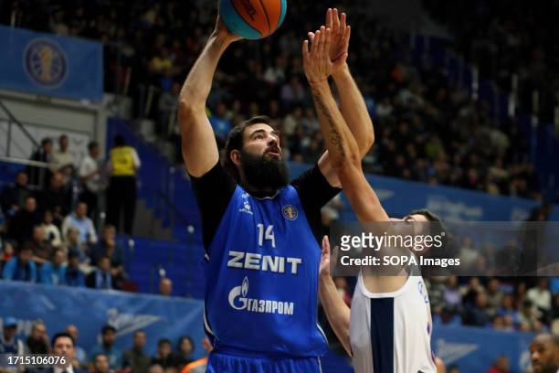 Anton Astapkovich of CSKA Moscow and Bojan Dubljevic of Zenit St Petersburg in action during the VTB United League basketball match, Regular Season,...
