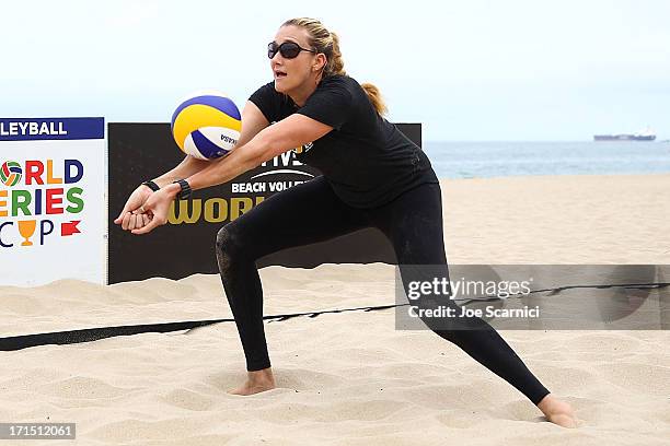 Three-time gold medalist Kerri Walsh Jennings returns to Beach Volleyball at the ASICS World Series of Beach Volleyball on June 25, 2013 in Manhattan...