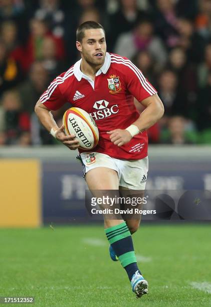 Sean Maitland of the Lions runs with the ball during the International Tour Match between the Melbourne Rebels and the British & Irish Lions at AAMI...