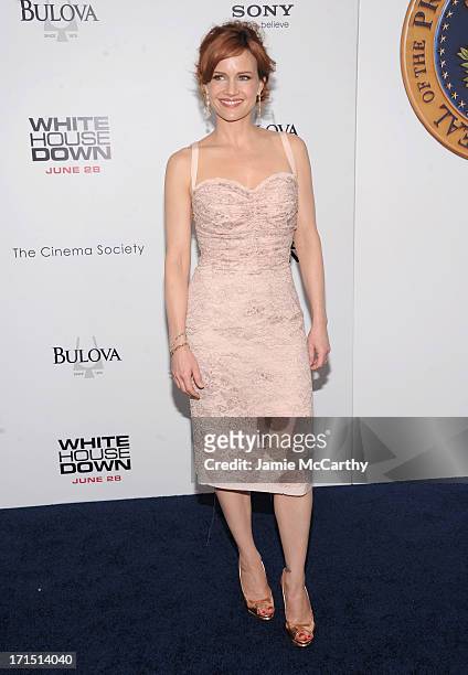 Actress Carla Gugino attends "White House Down" New York Premiere at Ziegfeld Theater on June 25, 2013 in New York City.