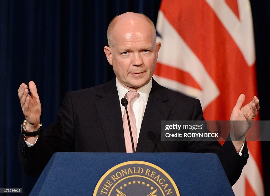 US-UK-BRITISH FOREIGN SECRETARY-WILLIAM HAGUE SPEECH