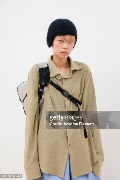 Rina Akamatsu attends the Kiko Kostadinov Womenswear Spring/Summer 2024 show as part of Paris Fashion Week on October 03, 2023 in Paris, France.